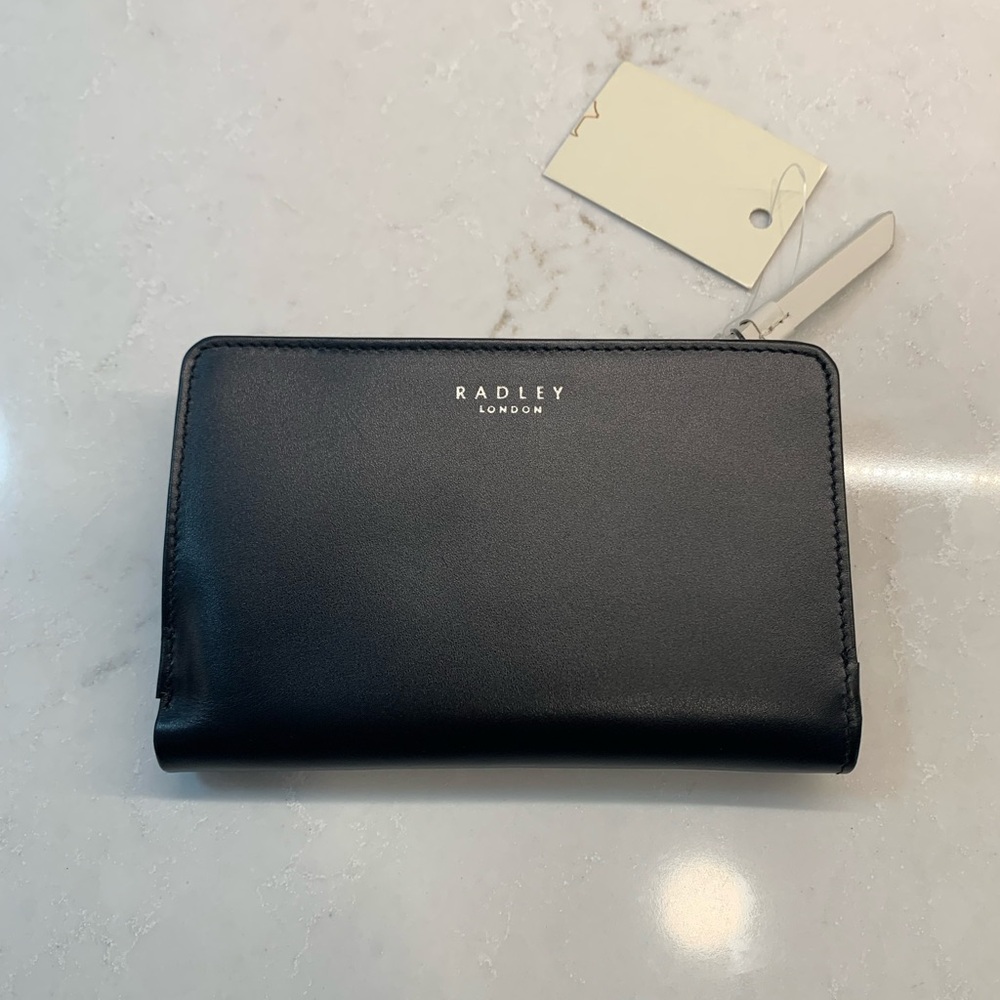 NEW RADLEY LONDON Scottie Dog Black Wallet Silver Clouds - Picture 2 of 7
